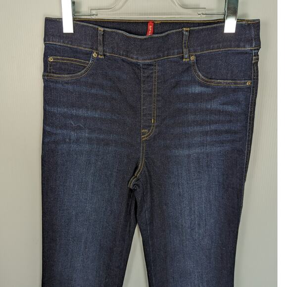 Spanx Flare Jeans Midnight Shade Dark Wash Pull On Stretch Denim Large Tall - Picture 6 of 7